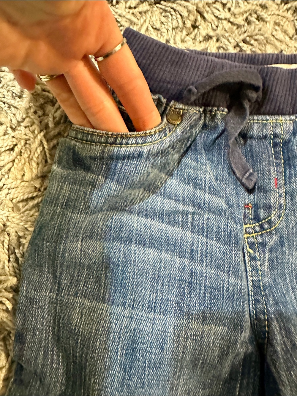 Wonderkids Denim Pull-On Jeans in Navy and Blue - Picture 6 of 16